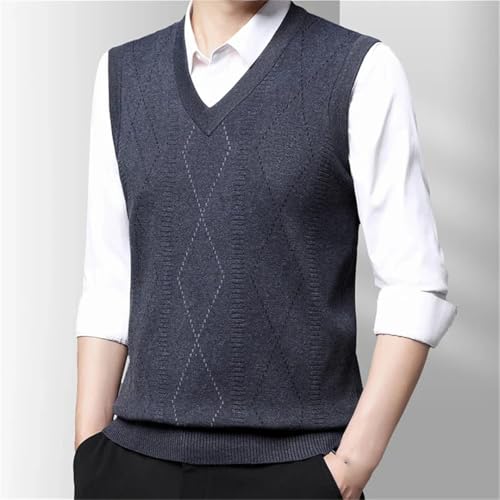 Men's Knitted Sweater Vest Solid Color V-Neck Pullover Waistcoat Casual Business Outwear Tops3