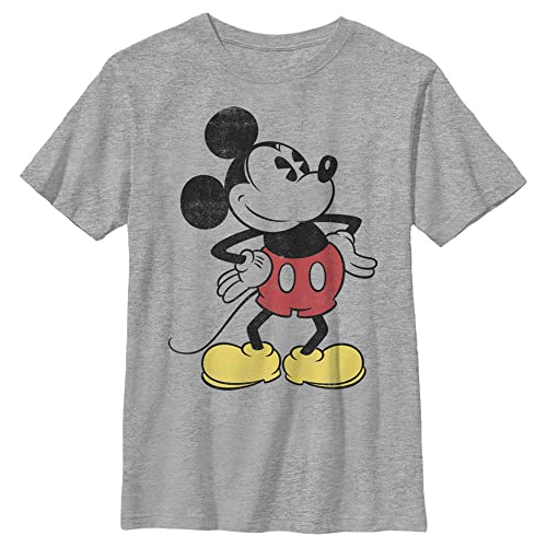 T-shirt Mickey garçon coupe vintage coton chiné gris vêtement disney XL