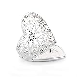 Wholesale 12 PCS Heart Shaped Photo Locket Silver Tone Aromatherapy Essential Oil Diffuser Locket Pendant Hollow Filigree Charm Pendant Bulk for Jewelry Making (Heart)