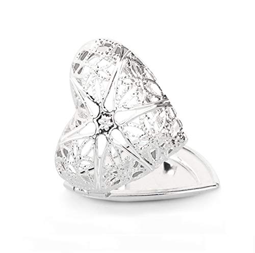 Wholesale 12 PCS Heart Shaped Photo Locket Silver Tone Aromatherapy Essential Oil Diffuser Locket Pendant Hollow Filigree Charm Pendant Bulk for Jewelry Making (Heart)