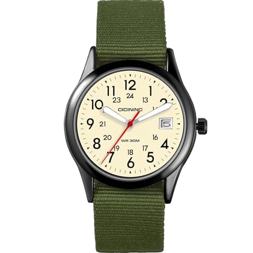 cicininc Expedition Scout Wrist Watch for Men Women 38mm Rugged Outdoor Wind Up Military Analog Watches, Everyday Quartz Wristwatch for All