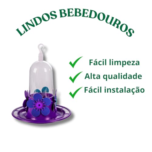 KIT 2 peças Bebedouro Beija Flor com Bandeja e poleiro 250ml - Ideal para Jardins, Atrai Pássaros, A
