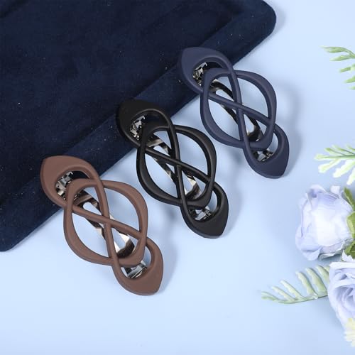 DOPENSPI 3 Stück Flache Haarspangen,Französische Haarspangen Automatischer Französische Haarspange Vintage-Haarspange mit Schnappverschluss Hair Clip für Mädchen und Frauen
