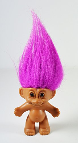 Muñeco Troll con cabello púrpura 3.25 pulgadas miniatura 1