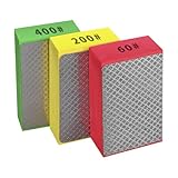 EGOFIX 3pcs Diamond Hand Polishing Pads for Ceramic Tile Glass Grinding,Sanding Blocks Polishing 60#,200#,400#