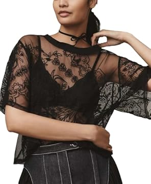 mesh top with embroidery
