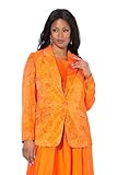 Doublure intégrale Ulla Popken Femme Grandes Tailles Blazer en Satin imprimé. Col à Revers et Manches Longues Orange Clair 52 839607666-50