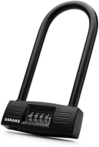 USHAKE Bike Combination U Lock, Heavy Duty Bike Combination U Lock Paddle Lock for Bicycle Electric Scooter Motorcycles Metal Fence Gate Anti Theft
