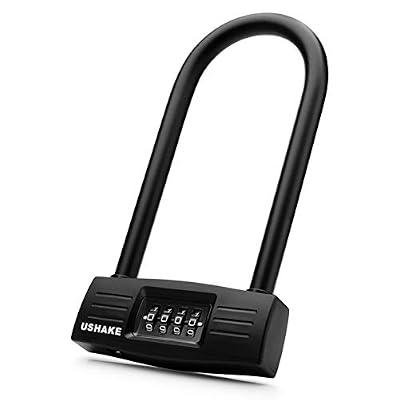 USHAKE Bike Combination U Lock, Heavy Duty Bike Combination U Lock Paddle Lock for Bicycle Electric Scooter Motorcycles Metal Fence Gate Anti Theft