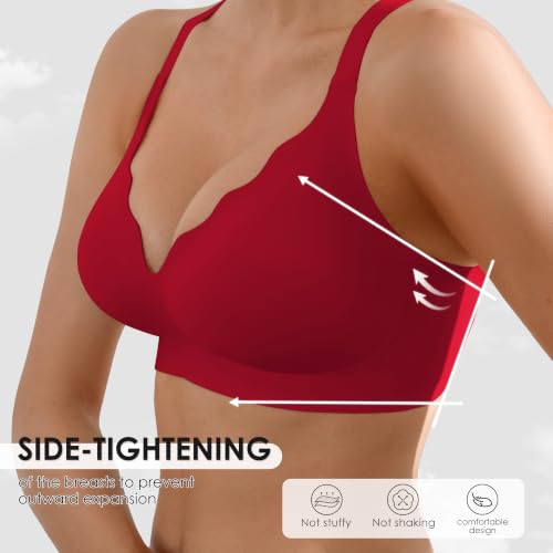 Image of Seamless Wireless Bra for Women with Support - No Underwire Full Coverage Push Up Comfort Bras - Back Fat Smoothing Bralette
