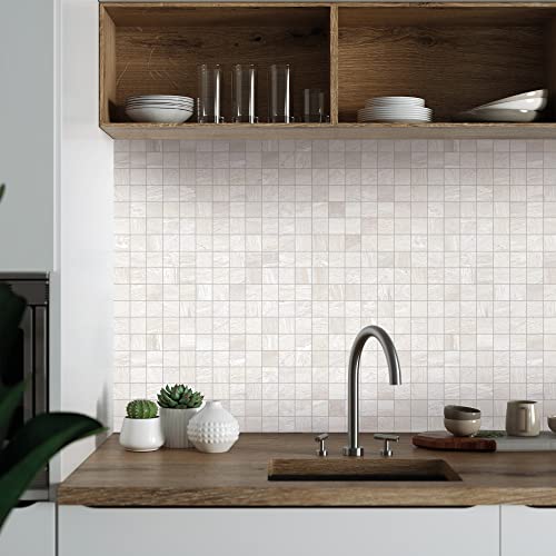 Gayafores 2011281 Sahara Glazed Porcelain Floor And Wall Mosaic Tile, 12 In. X 12 In, White, 6 Piece #TOP3