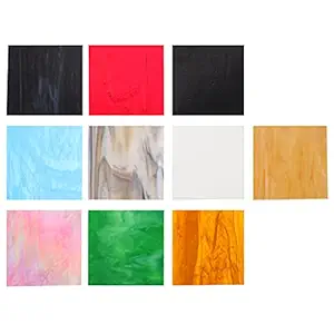 HEALLILY 10Pcs Mosaic Glass Sheet Colored Glass Sheets Cathedral Art Glass Packs Glass Mosaic Tiles Decoration Ornament