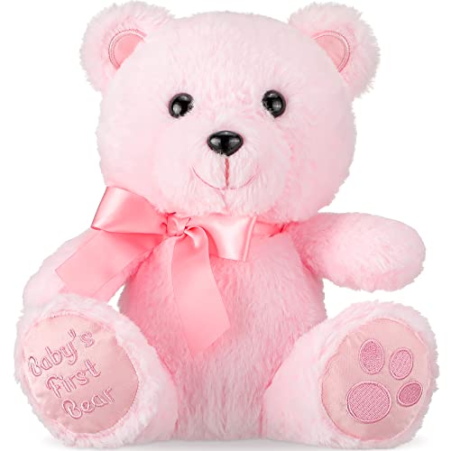 Image of Chalyna 10 Inch Stuffed Baby's Animal First Bear Cute Doll Plush Baby Shower Party Favor Plush Toy Stuffed for Birthday Baby Shower Wedding(Pink)