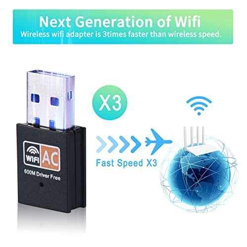 Usb Wifi Adapter, 5G/2.4G Dual Band Wireless Usb Wifi Adapter For Pc, 600Mbps High Speed Wifi Adapter For Desktop Pc, Linccras Wifi Dongle Support Windows 7/8/10 And Mac #TOP6