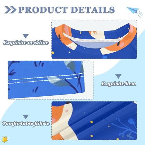 Boys Swing Shirts Blue Fox Star Cartoon Rashguard Short Sleeve Kids T-Shirts Sun UPF 50+3