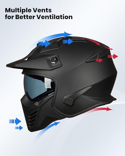 ILM Open Face Motorcycle 3/4 Half Helmet for Dirt Bike Moped