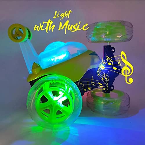 Image of Remote Control Rechargeable 360 Degree Stunt car with Colourful Lights and Music for Kids . (Light Green)