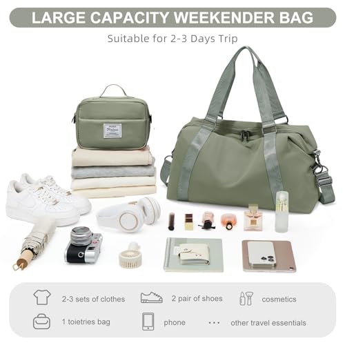 Weekender Overnight Bag for Women, Lightweight Travel Duffel Bag with Trolley Sleeve and Wet Pocket, Carry on Bag Personal Item Travel Bag, Waterproof Sports Gym Tote Bag,Hospital Bag2
