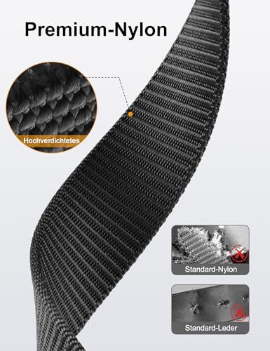 JUKMO Automatik Gürtel Herren, Nylon 3,8cm Ratsche Gürtel (Schwarz, M-für Taille 91cm-105cm (Länge 125cm))