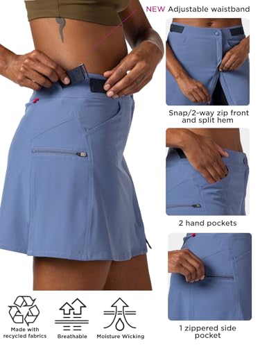 Terry Saia feminina Venture Skort, com forro universal, acolchoado, sem fixação, ciclismo, caminhada