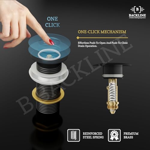 Image of Backline Brass 5-Inch Pop up Waste Coupling for Wash Basin | 32 MM Drain Out let System Full Thread Waste Coupling For Basin (Black Matt)