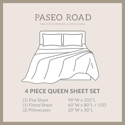 Image of Paseo Road White Pine Rustic Bedding 4 Piece Queen Sheet Set, Brown White Bear Deer Pine Tree Woodland Print Cotton Lodge Cabin Bedding, 1 Flat Sheet, 1 Fitted Sheet, 2 Pillowcases