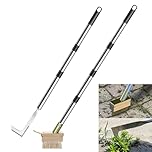 Crack Weeder Tool Set with 2 Weed Brush Heads,Manual Stainless Steel Crevice Weeding Tool with Adjustable Handle for Weed Removal in Driveways, Pavers, Garden Cracks, Patios, Decks