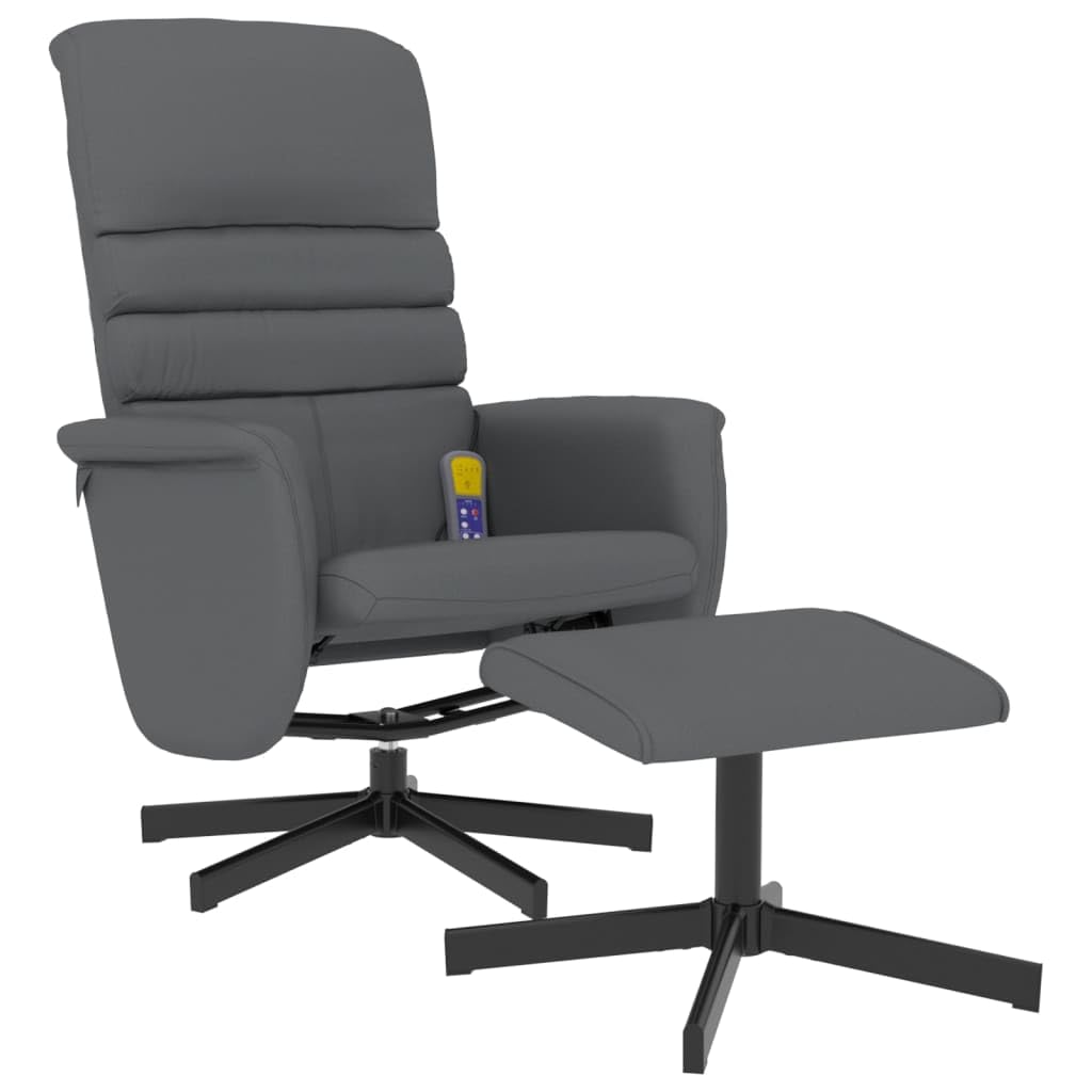 vidaXL Massagesessel, Sessel Verstellbare Rückenlehne, Drehbar Fernsehsessel Relaxsessel mit Fußhocker, Liegesessel Polstersessel Ruhesessel, Grau Kunstleder