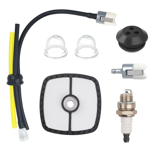 SRM 225 Tune Up Kit Air Filter Fuel Line Fuel Filter Spark Plug Primer Bulbs Replacement Parts For Echo SRM-225 GT-225 PAS-225 PE-200 SRM-210 PB-250LN Weed Eater Trimmer & Leaf Blower