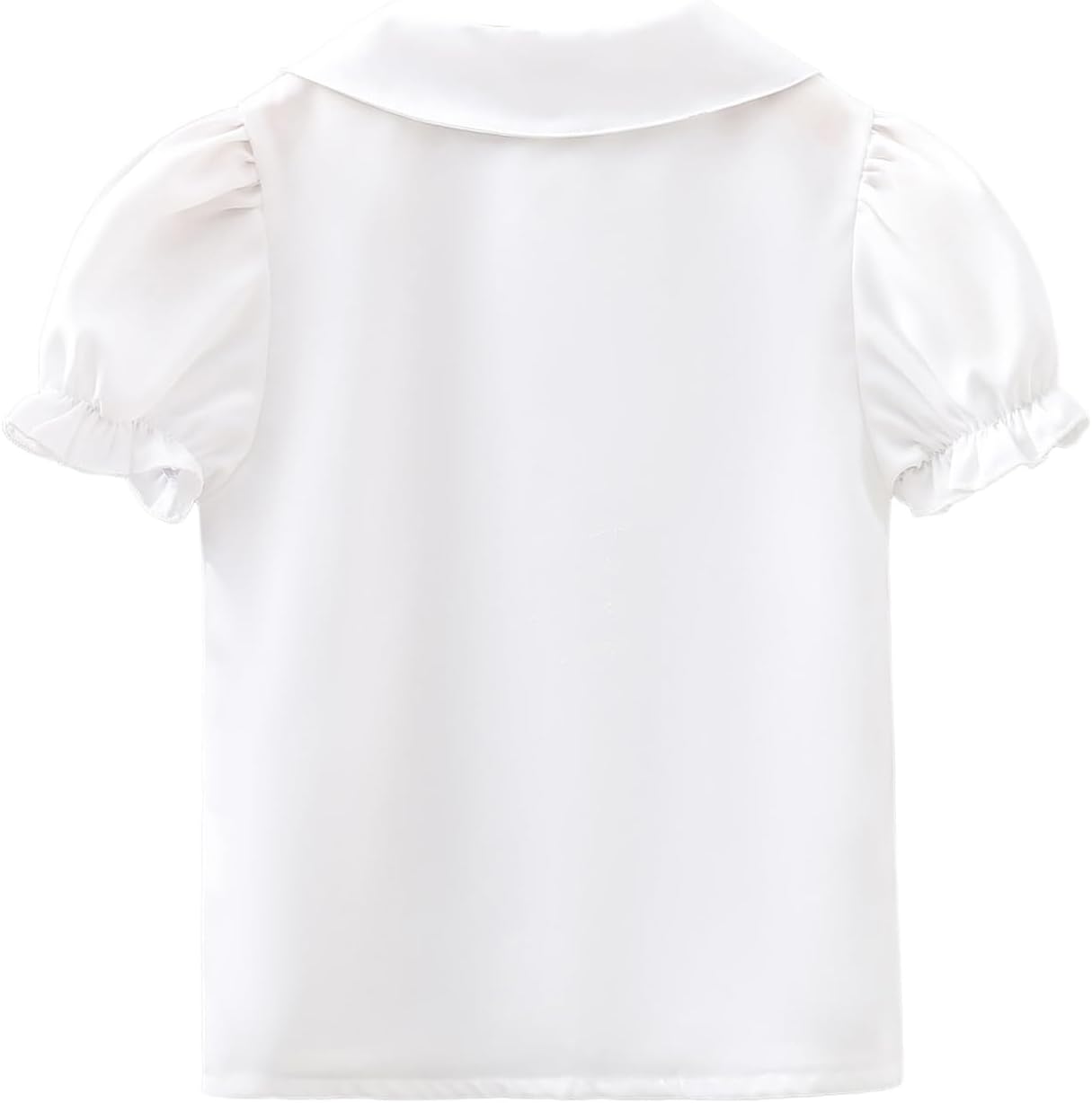 Girl's Doll Collar Button Down Blouse Short Puff Sleeve Blouses Shirts Cute Tops - Image 3