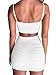 BEAGIMEG Women's Ruched Cami Crop Top Bodycon Skirt 2 Piece Outfits Dress White
