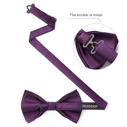 Image of HISDERN Bow Ties for Men Pretied Bowties Classic Formal Business Bow Tie Adjustable Tuxedo Bowtie for Wedding Party