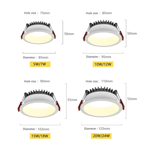 Foco de techo redondo regulable con tecnología LED antideslumbrante 4