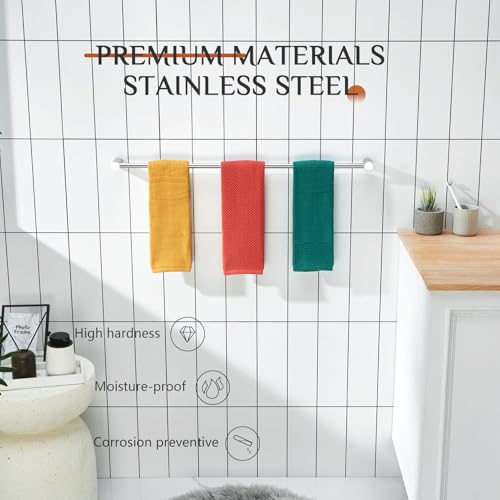 Image of KOKOSIRI Towel Bar Polished Chrome 32-Inch Bath Towel Holder for Bathroom Wall Mounted Rail Stainless Steel Bathroom Hardware Accessories, B4007CH-L32