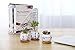 T4U 2.5 Inch Ceramic Succulent Planter Pot with Bamboo Saucer Set of 3, Cactus Plant Pot Flower Pot Container Planter Gift for Home Office Indoor Decoration Blue and White Pots