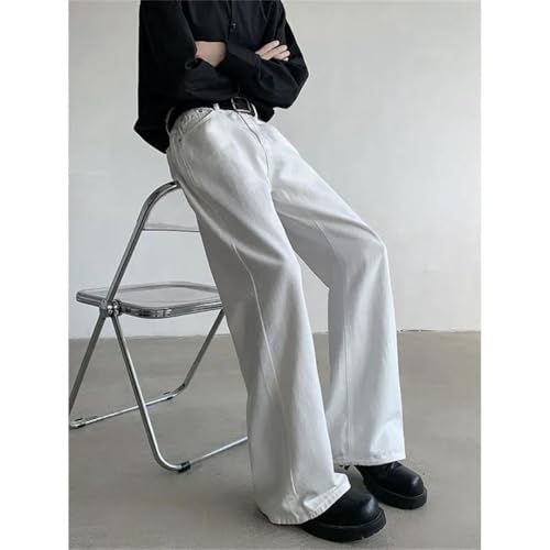 Men American Wide-Leg Straight Jeans Loose Casual Denim Trousers Neutral Solid Color Jeans Pants2
