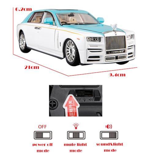 Auto de juguete Rolls-Royce 1:24 Azul Phantom con sonido y luz miniatura 6