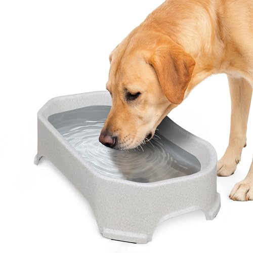 Image of Neater Pet Brands Extra Large Water Bowl for Dogs, Outdoor Dog Water Bowl (1.25 Gallon XL Capacity), Big Trough Style Food Dish for Indoors or Outside, No Spill Large Dog Bowls, Vanilla Bean