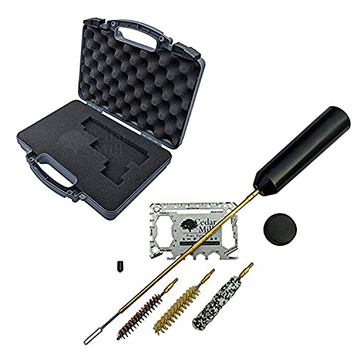 Cedar Mill Fine Firearms Pistol KIT Starter Pack | Air Force Gray- Hard Gun Case Pistol Case TSA Approved with Worlds Smallest Micro Pistol Cleaning Kit for Handguns | Free Super-X Tool