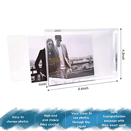 Sh.dream Glitter Picture Frames 4X6, Liquid Floating Sparkle Clear Plastic Photo Frame,Gifts For Christmas, Valentines, Family, Best Friends, Couples (Snowflakes) #TOP1