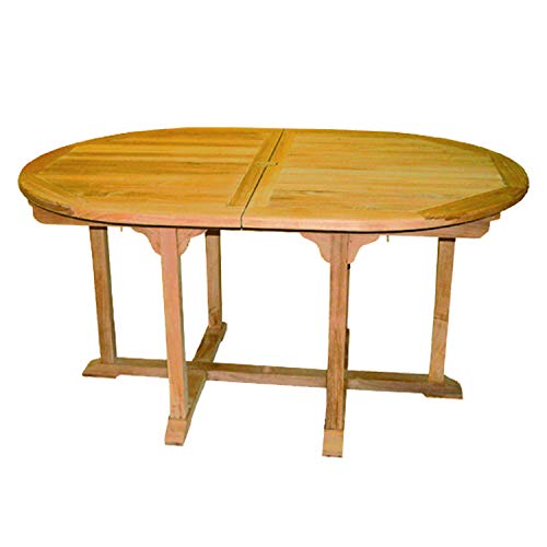 FineHome Table de jardin XXL en teck massif - Table ovale extensible durable - 220/160 x 110 x 75 cm