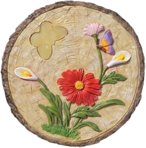 AOBOPO パティオの飛び石、屋外の滑り止めの飛び石、庭のローマの飛び石キット、庭の芝生の装飾、模造床タイルの丸い飛び石、庭の改修、ステップガーデニング、屋外の歩道/小道に適した、装飾的な庭の石のタイル