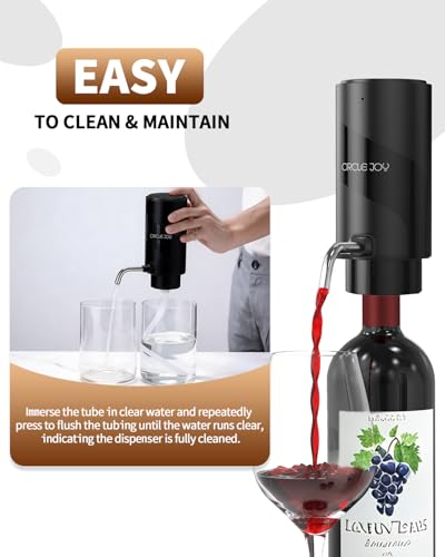 Image of CIRCLE JOY 5-in-1 Electric Wine Bottle Opener Set, Rechargeable Wine Opener Kit, Cordless Wine Gift Set with Foil Cutter, Electric Aerator & Pourer and Vacuum Stopper for Wine Lovers, Black