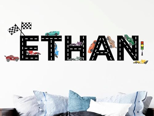 Custom Race Car Name Wall Decal