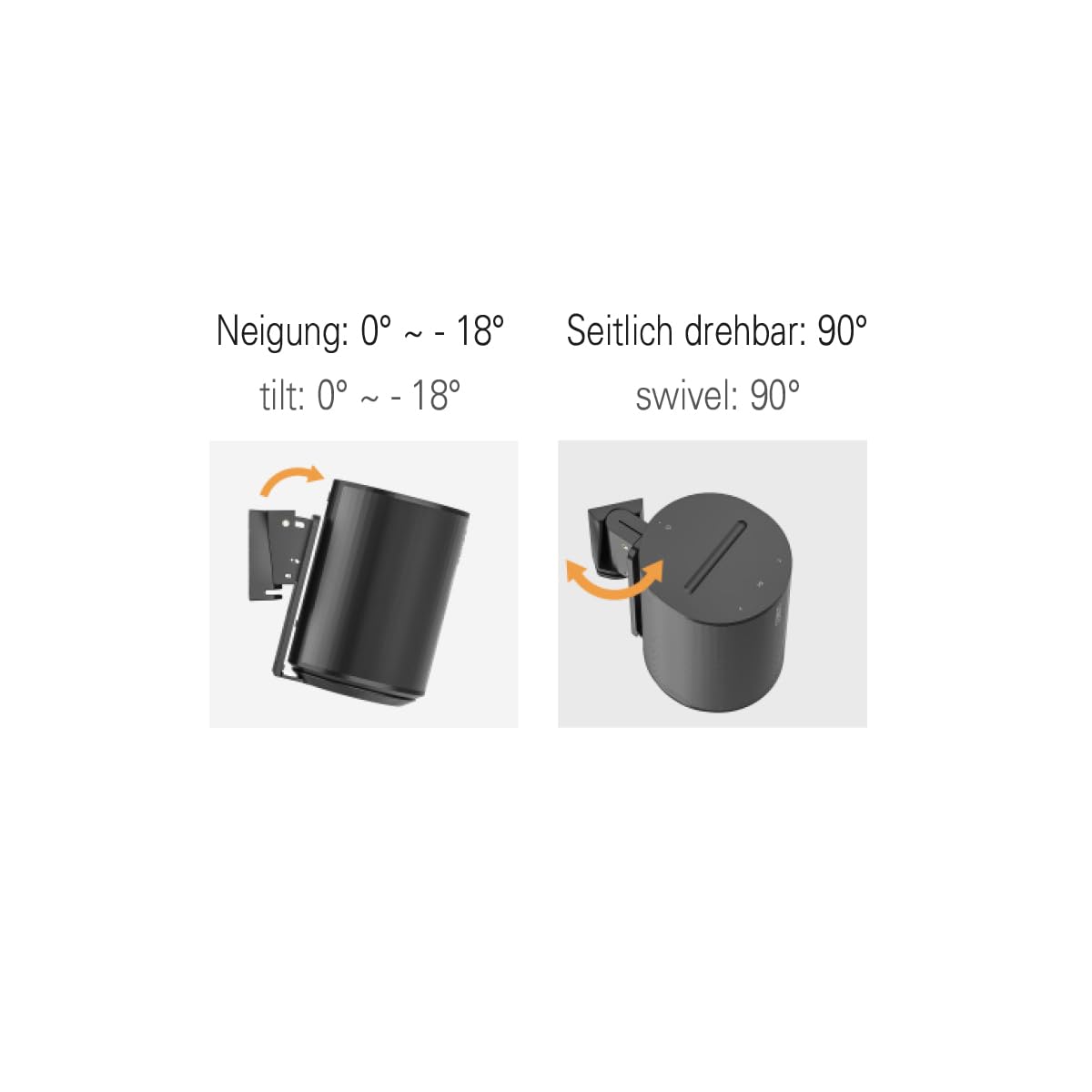 my wall HS40L - Soporte de pared para altavoces SONOS Era 100 (inclinable, 2 unidades), color negro