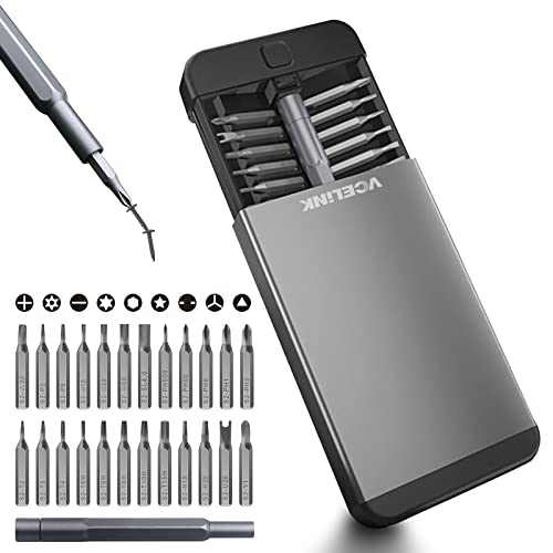 VCELINK Small Precision Screwdriver Set 25-in-1, S2 Steel Mini Screwdriver Bit Kit Magnetic for Electronics, Laptop, Eyeglass, PC, Smartphone, Watch