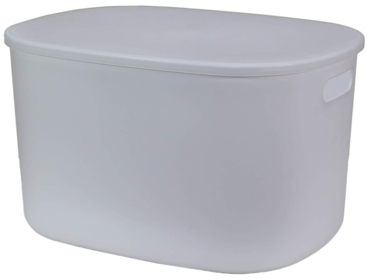 Muddy Hands Plastic Storage Box with Lid Home Kitchen Bedroom Bathroom Office Stackable Lidded Basket Container (4, 18 Litre White)