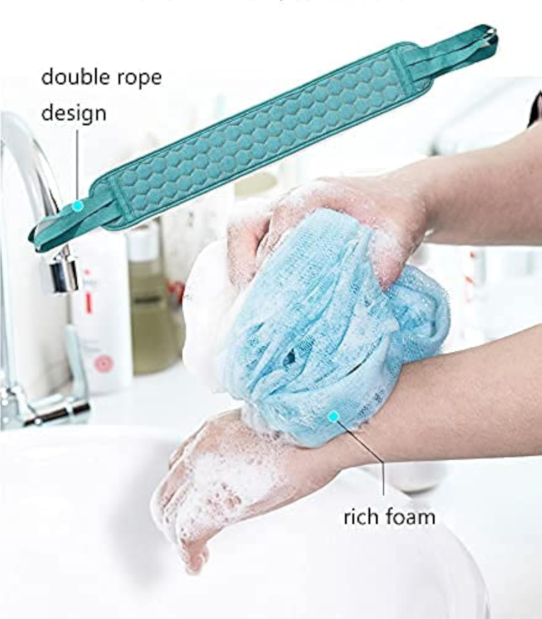 3PCS Bathing Exfoliating Set with Back Scrubber & Loofah