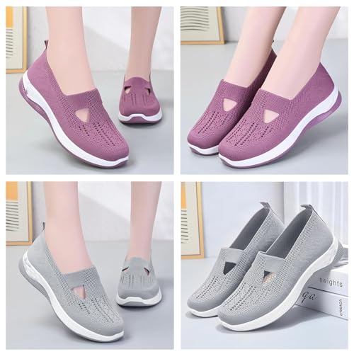 Women's Woven Orthopedic Breathable Soft Shoes Women Slip-On Arch Support Non-Slip Shoes Mesh Orthopedic Walking Shoes3