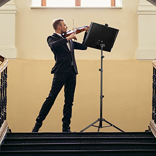 Image of CAHAYA Raised Music Stand Height Adjustable from 80 to 170 cm Adjustable Music Stand & Table Stand 2 in 1 Double Use with Waterproof Carry Bag CY0304